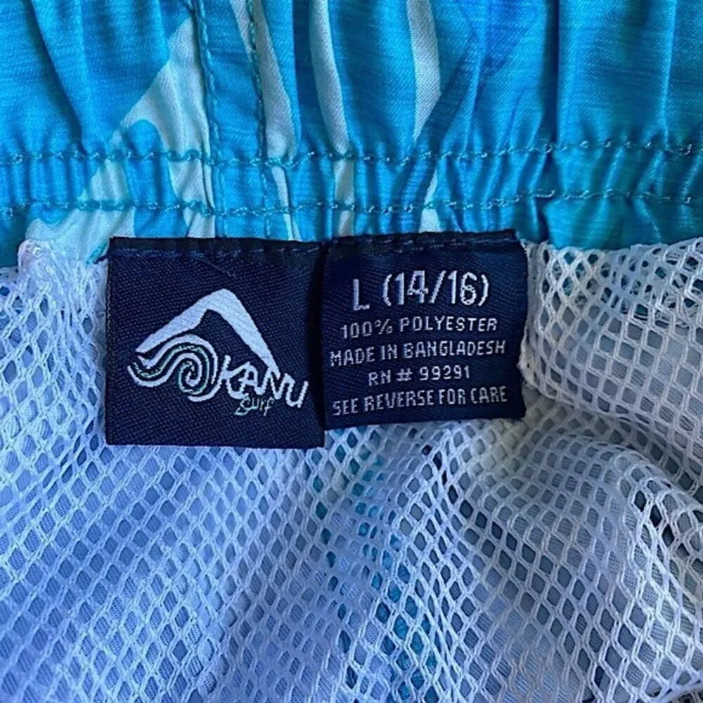 Kanu Swim Surf Trunks Boys Large 14/16 Tropical Beach Coastal Hawaiian